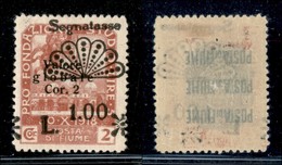 OCCUPAZIONI I GUERRA MONDIALE - Fiume - 1921 - 1 Lira Su 2 Cent (35 G) - Soprastampa Obliqua - Gomma Originale (350) - Other & Unclassified