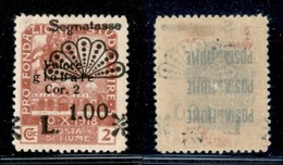 OCCUPAZIONI I GUERRA MONDIALE - Fiume - 1921 - 1 Lira Su 2 Cent (35 G) - Soprastampa Obliqua - Gomma Originale (350) - Autres & Non Classés