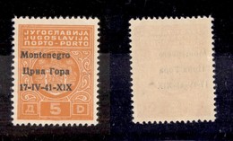 OCCUPAZIONI II GUERRA MONDIALE - Montenegro - 1941 - 5 Din (4 Varietà Aa) Con Soprastampa A Sinistra + Errore Ga - Gomma - Otros & Sin Clasificación