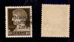 OCCUPAZIONI STRANIERE DI TERRITORI ITALIANI - Occupazione Tedesca - Zara - 1943 - 10 Cent (2f) - Soprastampa A Destra (g - Autres & Non Classés