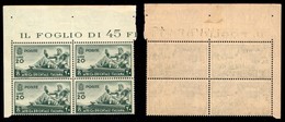 COLONIE - Africa Orientale Italiana - 1938 - 20 Lire (20) - Quartina Angolare - Gomma Integra - Dentellatura Verticale C - Altri & Non Classificati