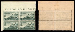 COLONIE - Africa Orientale Italiana - 1938 - 20 Lire (20) - Quartina Angolare - Gomma Integra - Dentellatura Verticale C - Sonstige & Ohne Zuordnung