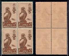 COLONIE - Africa Orientale Italiana - 1938 - 5 Lire (9) In Quartina - Gomma Integra (1.200+) - Altri & Non Classificati