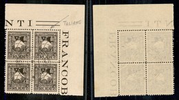 COLONIE - Egeo - Emissioni Generali - 1929 - 10 Cent Pittorica (4/4a) - Quartina Angolare Usata - Errore Taliane In Ango - Other & Unclassified