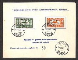 COLONIE - Egeo - Occupazione Tedesca Dell'Egeo - 1943 - Espressi - Pro Assistenza (3/4) - Serie Completa Su Folder FDC D - Autres & Non Classés