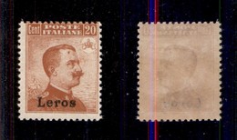 COLONIE - Egeo - Lero - 1917 - 20 Cent (9a) Con Doppia Soprastampa - Gomma Integra (1.200) - Other & Unclassified