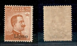 COLONIE - Egeo - Lipso - 1921/1922 - 20 Cent Michetti (11) - Gomma Integra (450) - Autres & Non Classés