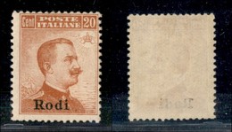 COLONIE - Egeo - Rodi - 1917 - 20 Cent Michetti (10) - Gomma Non Originale (350) - Autres & Non Classés