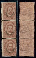 COLONIE - Eritrea - 1893 - 10 Cent Umberto (4 Varietà) - Striscia Di Tre Con Dentellatura Verticale Spostata (con Parte  - Other & Unclassified