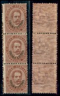 COLONIE - Eritrea - 1893 - 10 Cent Umberto (4 Varietà) - Striscia Di Tre Con Dentellatura Verticale Spostata (con Parte  - Autres & Non Classés