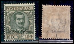 COLONIE - Eritrea - 1916 - 10 Lire Floreale (40) - Gomma Originale - Chiavarello (550) - Autres & Non Classés