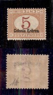 COLONIE - Eritrea - 1920 - 5 Cent (14a) - Cifra E Soprastampa Capovolte - Gomma Originale - Diena + Cert. AG (750) - Autres & Non Classés