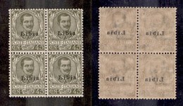 COLONIE - Libia - 1917 - 45 Cent Floreale (18d) - Quartina Con Decalco - Gomma Integra - Cert. AG (780+) - Other & Unclassified