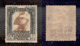 COLONIE - Libia - 1921 - Errore Di Colore - 5 Cent Pittorica (23A) - Gomma Originale - G.Bolaffi + Diena + Cert. Colla ( - Autres & Non Classés