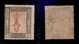 COLONIE - Libia - 1921 - 15 Cent Pittorica (25a Varietà C) Dentellato 14x13 - Centro Capovolto - Gomma Originale - Cert. - Autres & Non Classés