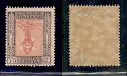 COLONIE - Libia - 1921 - Centro Capovolto - 15 Cent Pittorica (25c) - Gomma Integra - Cert. Raybaudi - Autres & Non Classés