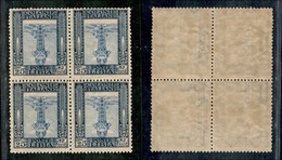 COLONIE - Libia - 1921 - 25 Cent Pittorica (26c Varietà) - Quartina Con Centri Capovolti Spostati In Basso - Dentellatur - Autres & Non Classés