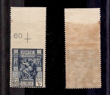 COLONIE - Libia - 1924 - 60 Cent Sibilla (42e) Bordo Foglio Non Dentellato In Alto - Gomma Integra (525) - Autres & Non Classés