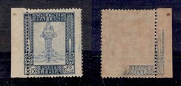 COLONIE - Libia - 1924 - 25 Cent Pittorica (49zc Con Decalco Parziale) Bordo Foglio - Dentellatura Verticale Spostata -  - Other & Unclassified