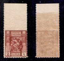 COLONIE - Libia - 1929 - 2 Lire Sibilla (57c) Non Dentellato In Alto - Gomma Integra - Cert. AG (1.125) - Other & Unclassified