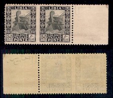 COLONIE - Libia - 1927 - 50 Cent Pittorica (64i) - Coppia Orizzontale Bordo Foglio - Non Dentellata Al Centro - Gomma In - Autres & Non Classés