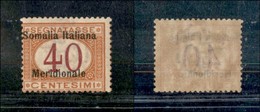 COLONIE - Somalia - 1906 - 40 Cent (5a) Con Soprastampa A Sinistra - Gomma Integra - Cert. AG (1.500) - Autres & Non Classés