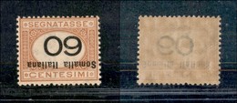 COLONIE - Somalia - 1926 - 60 Cent (47a) Soprastampa E Cifra Capovolte - Gomma Integra - Cert. AG (600) - Other & Unclassified