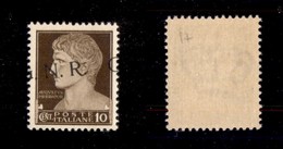 RSI - G.N.R. Brescia - 1943 - 10 Cent (471/Ia) Con Soprastampa Obliqua (pos.17) - Gomma Integra - Cert. AG (1.350) - Autres & Non Classés