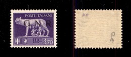 RSI - G.N.R. Brescia - 1943 - 3,70 Lire (484/I) - Gomma Integra - Cert. AG (1.400) - Autres & Non Classés