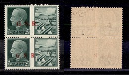 RSI - G.N.R. Brescia - 1943 - Propaganda - 25 Cent Marina (13/I+13/II) - Coppia Secondo/terzo Tipo Con Soprastampe A Sin - Andere & Zonder Classificatie