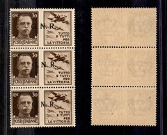 RSI - G.N.R. Brescia - 1943 - 30 Cent Aviazione (19/I+19/Ia+19/II) - Trittico Con Le Tre Diverse Soprastampe - Gomma Int - Autres & Non Classés