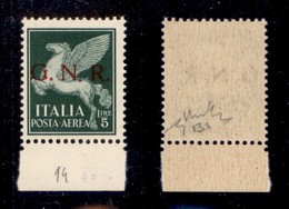 RSI - G.N.R. Brescia - 1943 - 5 Lire (123/Iid) Con Punto Piccolo Basso Dopo N - Gomma Integra - Chiavarello + Cert. AG ( - Autres & Non Classés
