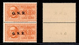 RSI - G.N.R. Brescia - 1943 - Espressi - Coppia Di Tipi Diversi (secondo + Terzo) - 2,50 Lire (20/IId+20/IIId) Con Sopra - Altri & Non Classificati