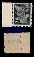 RSI - G.N.R. Verona - 1944 - 25 Cent (117d) - Punto Grosso Dopo R + Decalco - Gomma Integra - Non Catalogato - Other & Unclassified