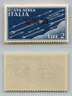 RSI - G.N.R. Verona - 1944 - 2 Lire (122a) Con Soprastampa Capovolta - Gomma Integra - Cert. AG (650) - Other & Unclassified