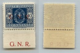 RSI - G.N.R. Verona - 1944 - 10 Lire (58) Bordo Foglio In Basso Con Soprastampa Ripetuta A Margine - Gomma Integra - Non - Autres & Non Classés