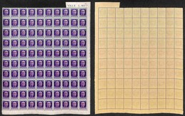 RSI - 1944 - Intero Foglio Di 100 Esemplari Del 50 Cent (493) - Tiratura Di Verona Tav. 2 Con Le Varietà Tipografiche Ti - Andere & Zonder Classificatie