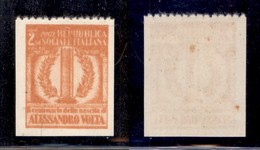 RSI - 1945 - Saggi - Volta - 2 Lire (Unificato 513C) - Carta Bianca - Gomma Integra - Dentellatura Orizzontale Di Prova  - Other & Unclassified