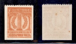 RSI - 1945 - Saggi - Volta - 2 Lire (Unificato 513C) - Carta Bianca - Gomma Integra - Dentellatura Orizzontale Di Prova  - Autres & Non Classés