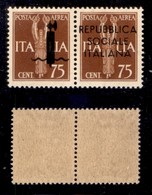 RSI - Saggi-Genova - 1944 - 75 + 75 Cent (P3) - Gomma Integra - Cert. AG - Autres & Non Classés