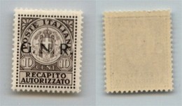 RSI - Saggi-Verona - 1944 - 10 Cent (P1) - Soprastampa Nera - Gomma Integra - Cert. AG (1.000) - Other & Unclassified