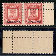 EMISSIONI LOCALI - Castglione D'Intelvi - 1945 - 1 Lira Su 50 Cent (19cb - Varietà) - Coppia Con Doppia Dentellatura (ob - Altri & Non Classificati