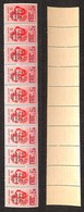 C.L.N. - Imperia - 1945 - 2.50 Lire Bandiera (15) - Striscia Orizzontale Di Dieci - Notati Gli Errori 15b + 15c (due) -  - Altri & Non Classificati