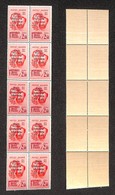 C.L.N. - Imperia - 1945 - 2.50 Lire Bandiera (15) - Blocco Verticale Di 10 - Notati Gli Errori 15b + 15c (tre) + 15d - G - Altri & Non Classificati