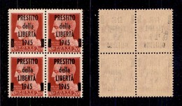 C.L.N. - Lucca - 1945 - Prestito Della Libertà - 20 Cent Imperiale (Unificato 1) In Quartina - Punto Nella B In Basso A  - Autres & Non Classés