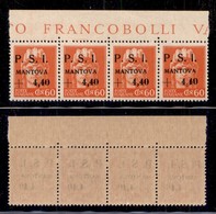 C.L.N. - Mantova - 1945 - 60 Cent + 4,40 Lire (5) - Striscia Orizzontale Di Quattro Bordo Foglio Con Punti Diversi Dopo  - Otros & Sin Clasificación