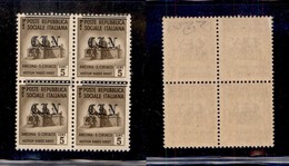 C.L.N. - Torino - 1945 - 5 Cent (Unificato 1 - Errani 1 Varietà B/non Catalogata) - Quartina Con Soprastampa Spostata In - Otros & Sin Clasificación