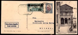 SAN MARINO - Zeppelin - 20 Lire (16 - Aerea) + Complementare Su Cartolina Per Milano Del 26.5.33 (2.000) - Andere & Zonder Classificatie