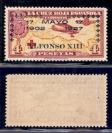 SPAGNA - 1927 - 4 Pesetas Croce Rossa Soprastampato (374) - Gomma Integra (260) - Other & Unclassified