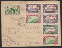 1945 - Affranchissement Mixte NIGER A FRANCE - 1,20F Niger - 4,50F Senegal - 4F Mauritanie - Rare - Cartas & Documentos